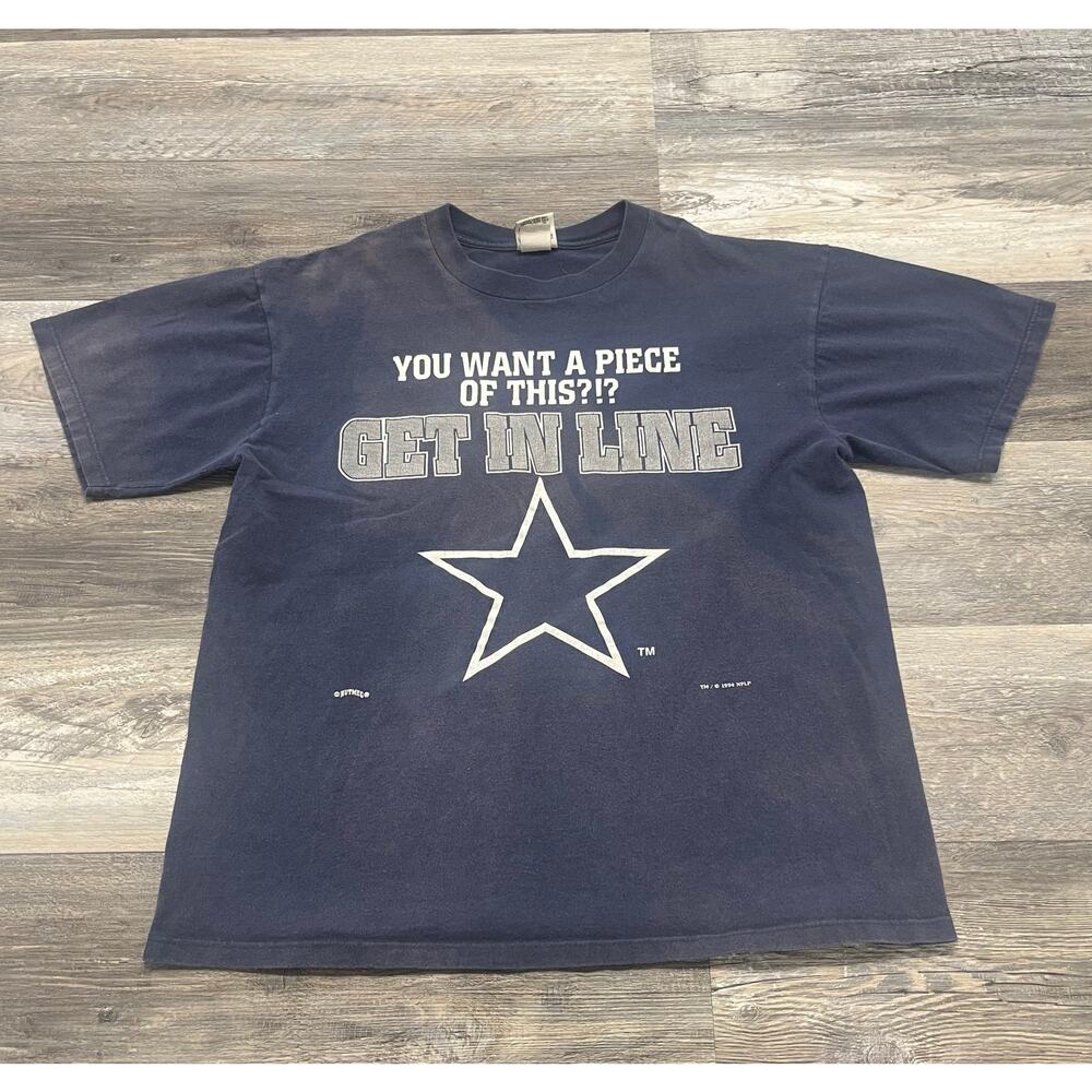 Vintage 90s 1994 Nutmeg Mills Navy Mens XL Dallas Cowboy Football NFL‎ T-Shirt